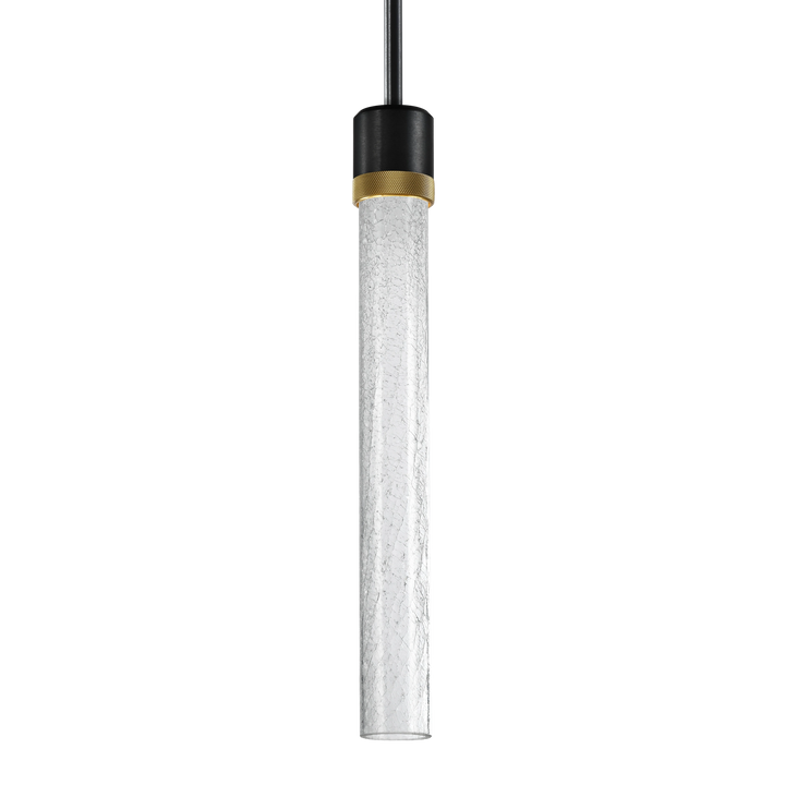 Zigrina Diamond Knurled LED Glass Pendant in Satin Brushed Black by Zeev