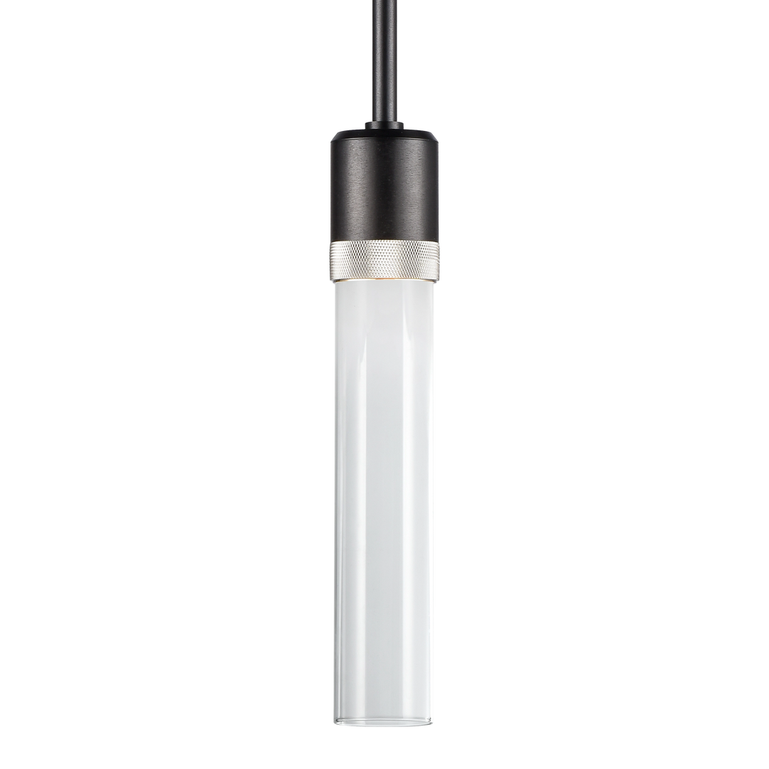 Zigrina Diamond Knurled LED Glass Pendant in Satin Brushed Black by Zeev