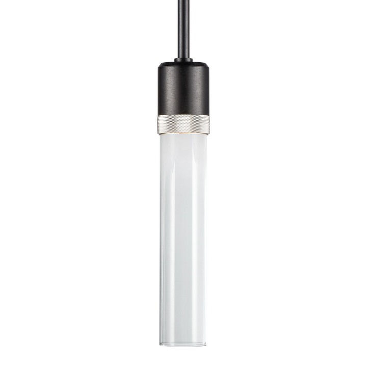Zigrina Diamond Knurled LED Glass Pendant in Satin Brushed Black by Zeev