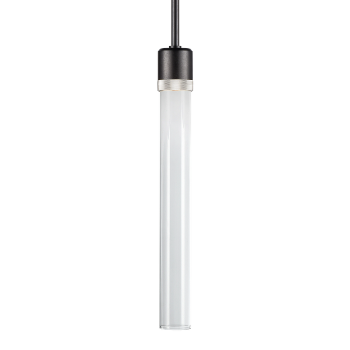 Zigrina Diamond Knurled LED Glass Pendant in Satin Brushed Black by Zeev