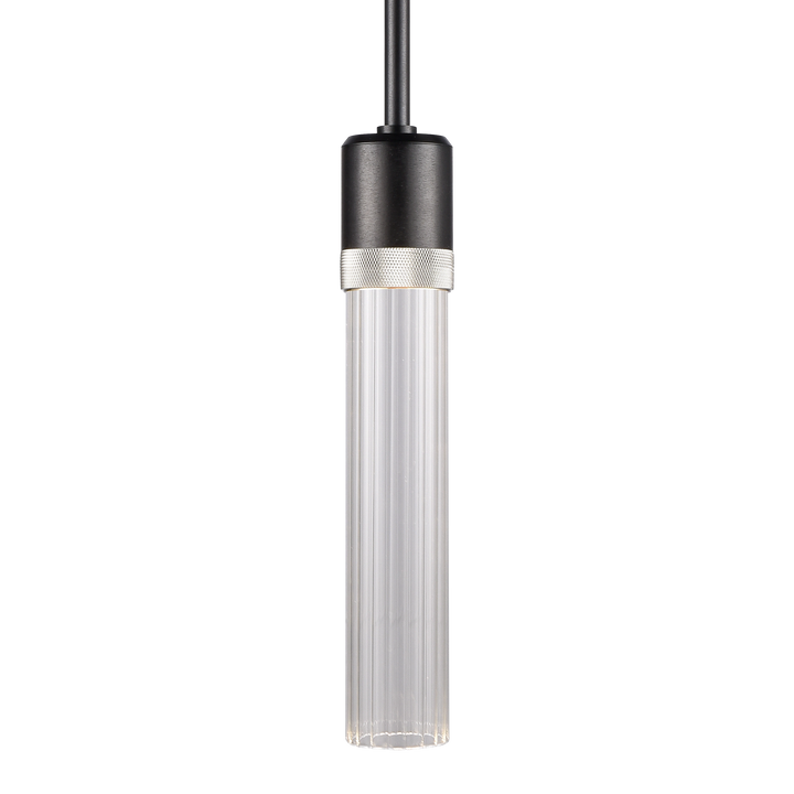 Zigrina Diamond Knurled LED Glass Pendant in Satin Brushed Black by Zeev
