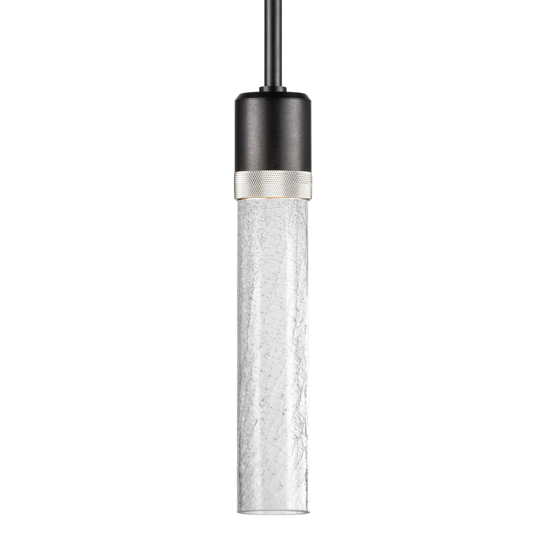 Zigrina Diamond Knurled LED Glass Pendant in Satin Brushed Black by Zeev