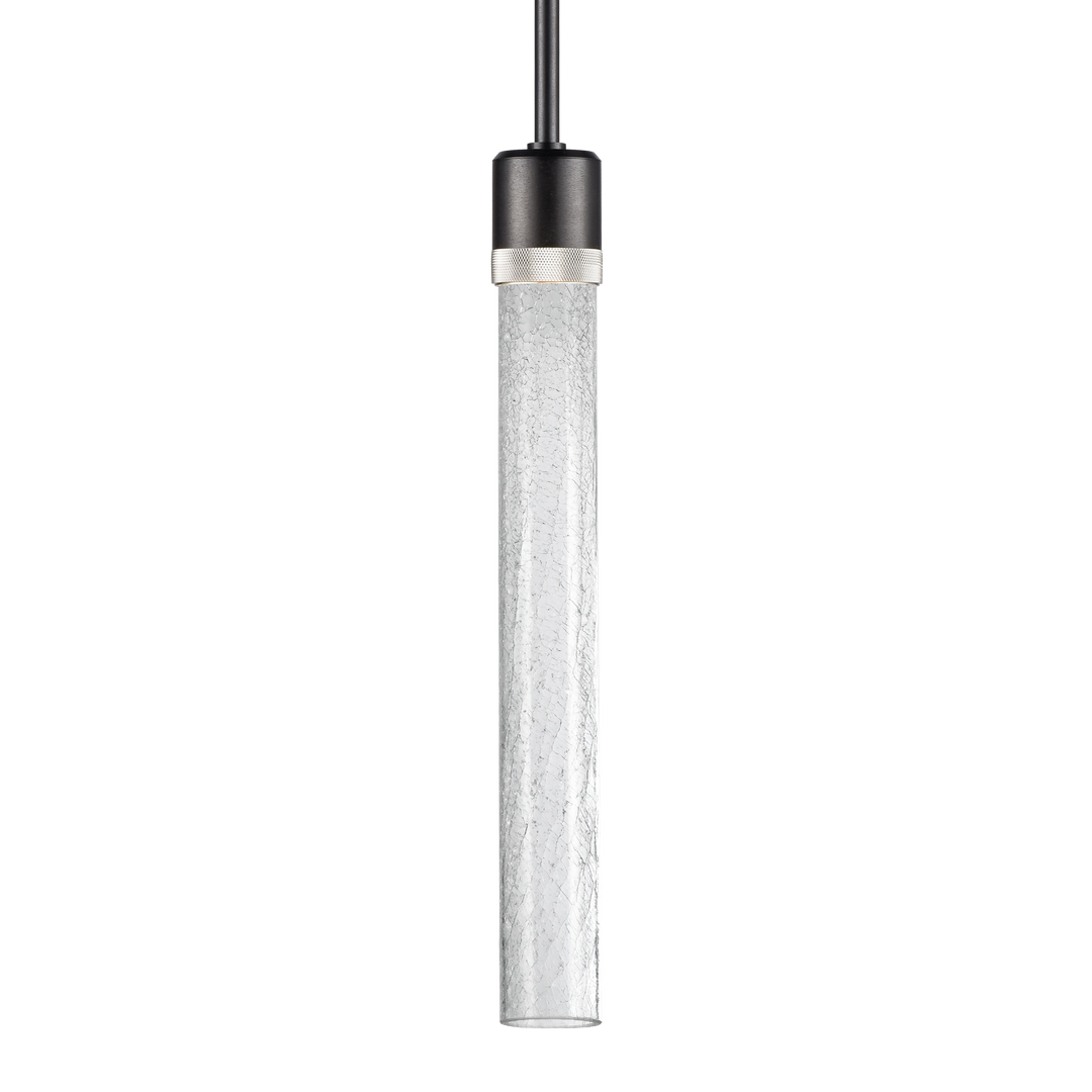 Zigrina Diamond Knurled LED Glass Pendant in Satin Brushed Black by Zeev