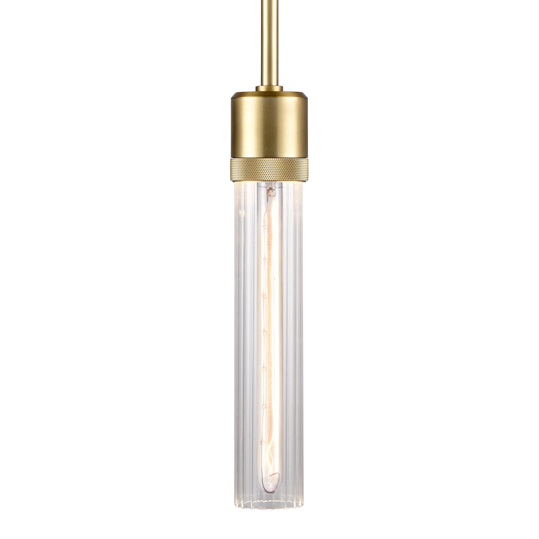 Zigrina Diamond Knurled Glass Pendant in Aged Brass by Zeev