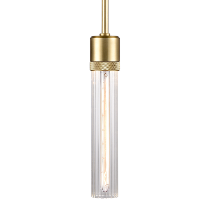 Zigrina Diamond Knurled Glass Pendant in Aged Brass by Zeev