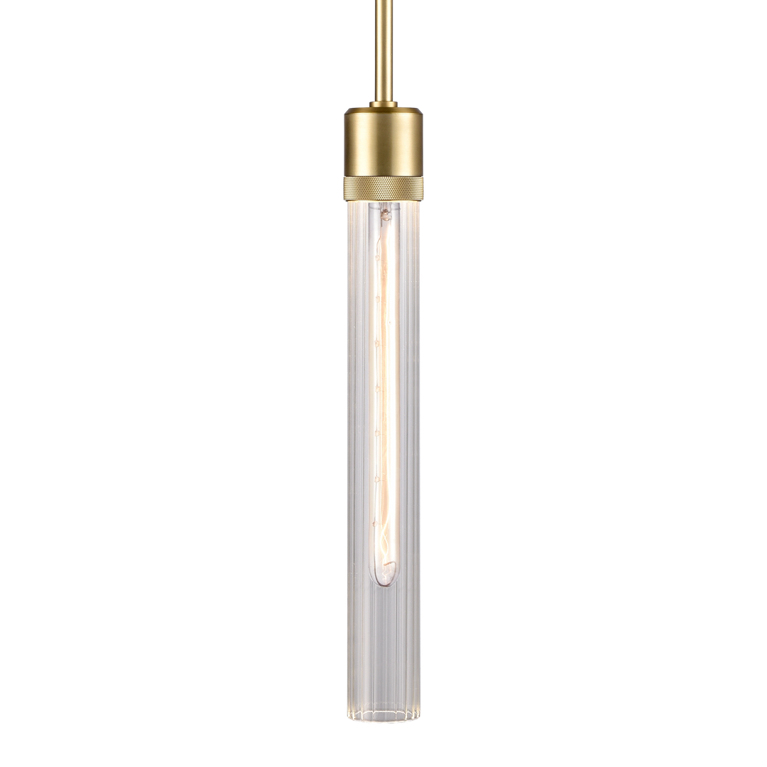 Zigrina Diamond Knurled Glass Pendant in Aged Brass by Zeev