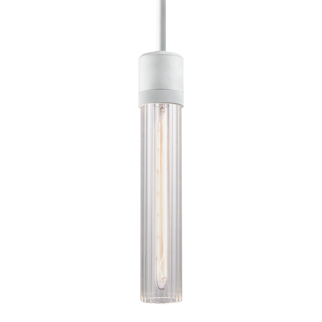 Zigrina Diamond Knurled Glass Pendant in Matte White by Zeev