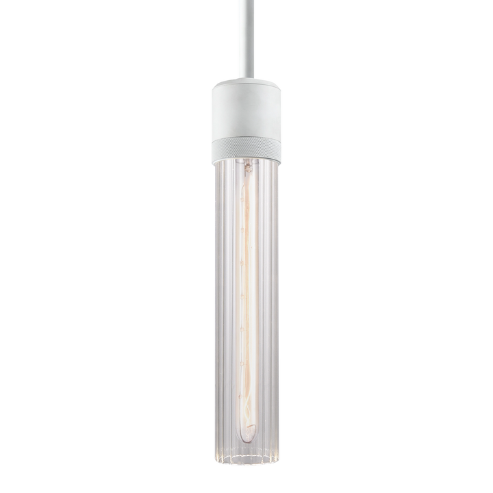 Zigrina Diamond Knurled Glass Pendant in Matte White by Zeev