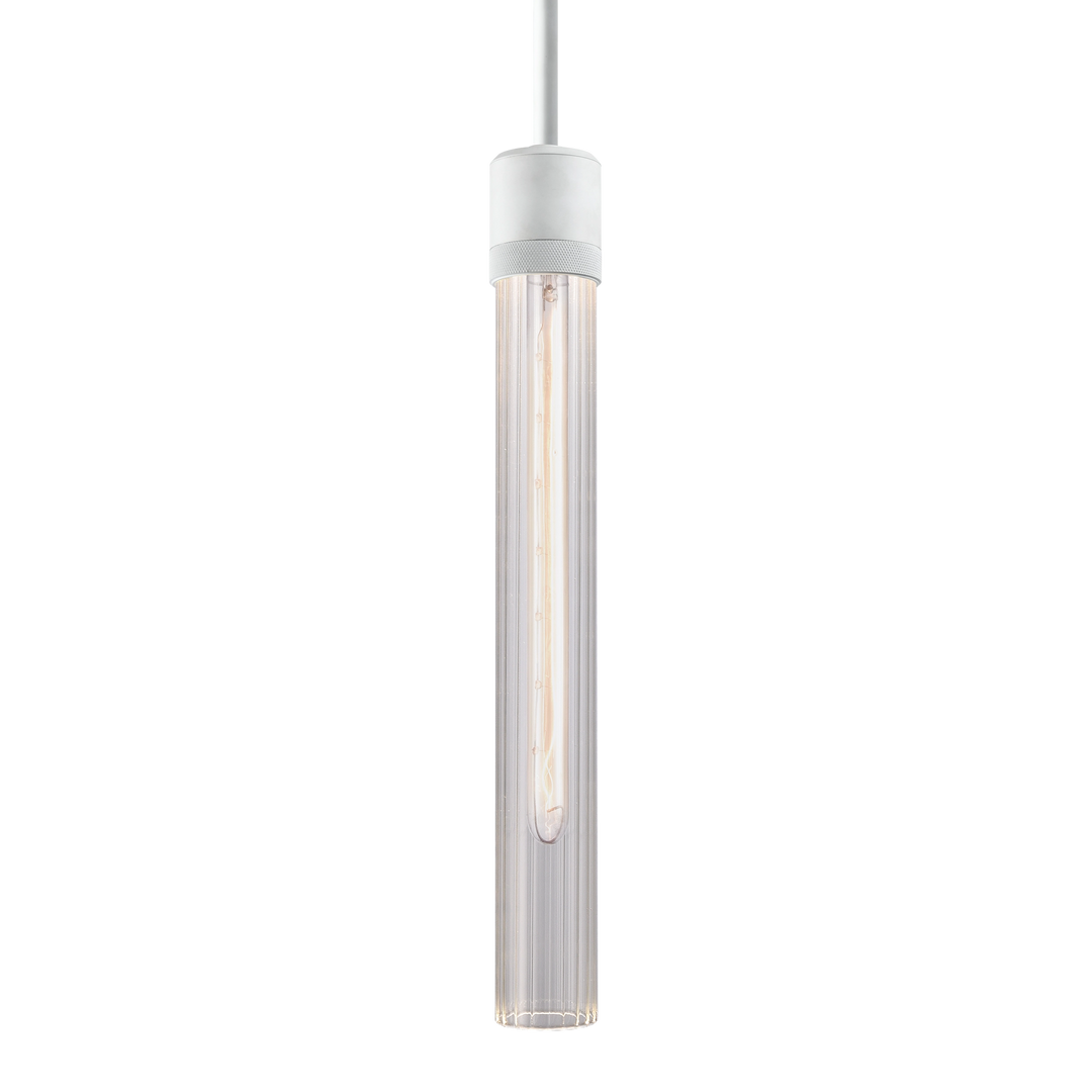 Zigrina Diamond Knurled Glass Pendant in Matte White by Zeev