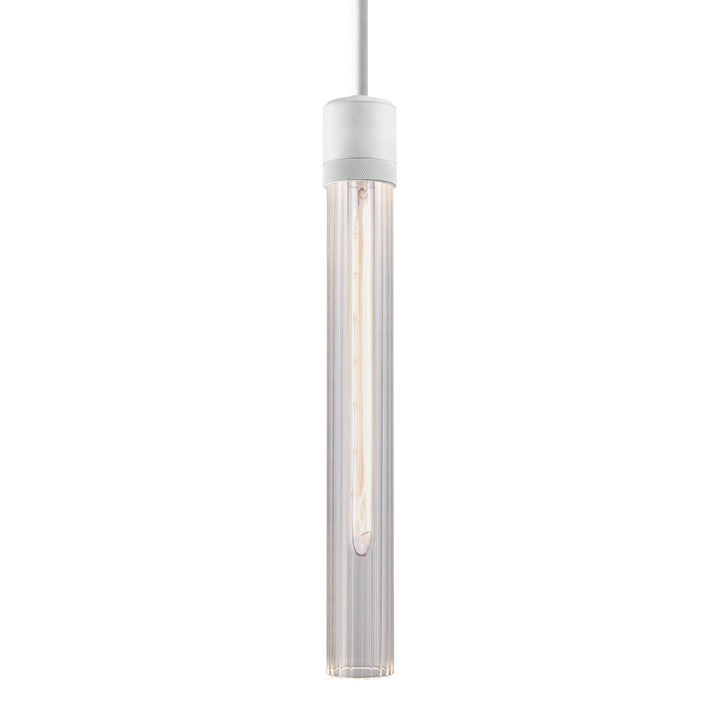 Zigrina Diamond Knurled Glass Pendant in Matte White by Zeev