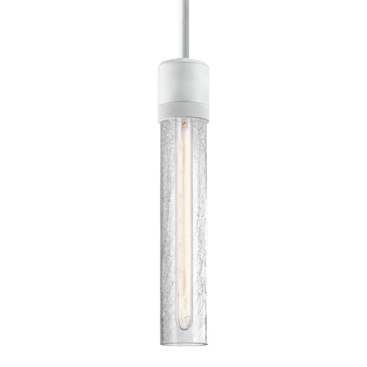Zigrina Diamond Knurled Glass Pendant in Matte White by Zeev
