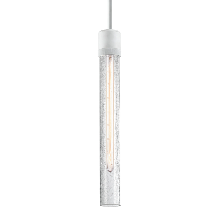 Zigrina Diamond Knurled Glass Pendant in Matte White by Zeev