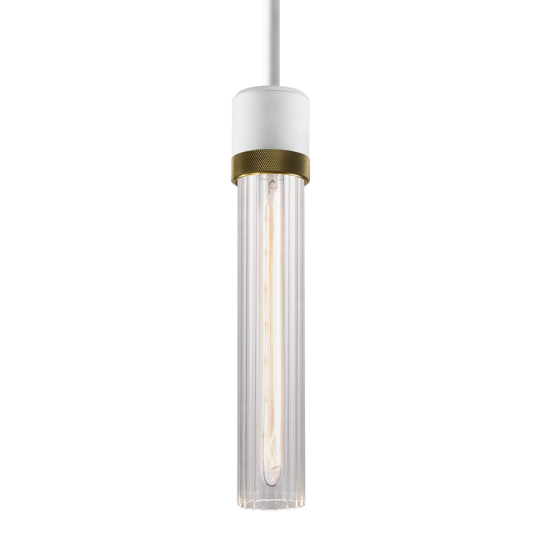 Zigrina Diamond Knurled Glass Pendant in Matte White by Zeev