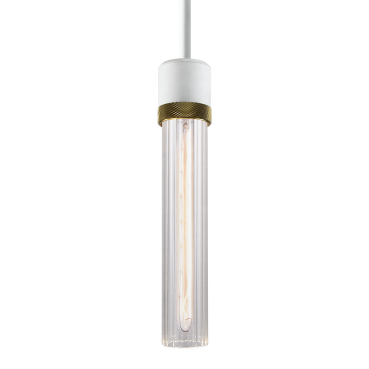Zigrina Diamond Knurled Glass Pendant in Matte White by Zeev