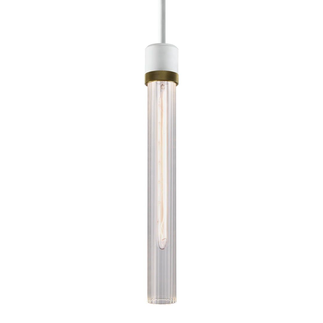 Zigrina Diamond Knurled Glass Pendant in Matte White by Zeev