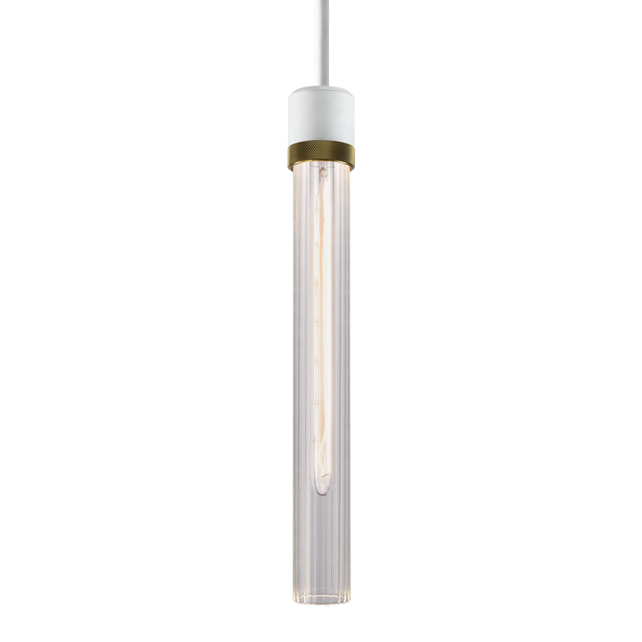 Zigrina Diamond Knurled Glass Pendant in Matte White by Zeev