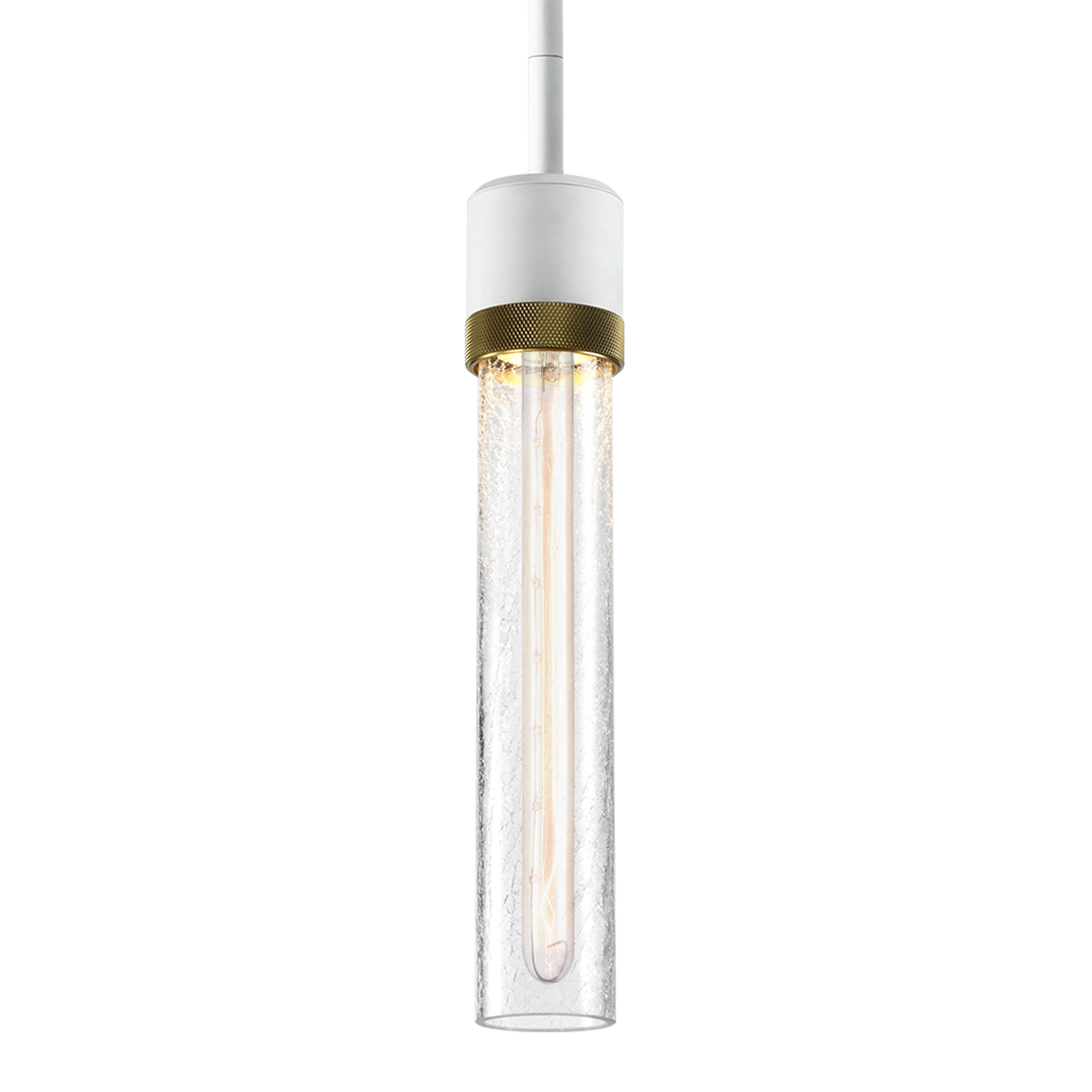 Zigrina Diamond Knurled Glass Pendant in Matte White by Zeev