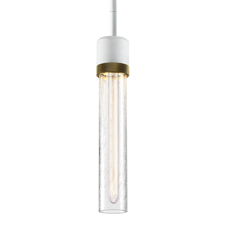 Zigrina Diamond Knurled Glass Pendant in Matte White by Zeev
