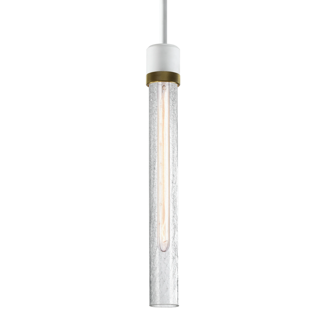 Zigrina Diamond Knurled Glass Pendant in Matte White by Zeev