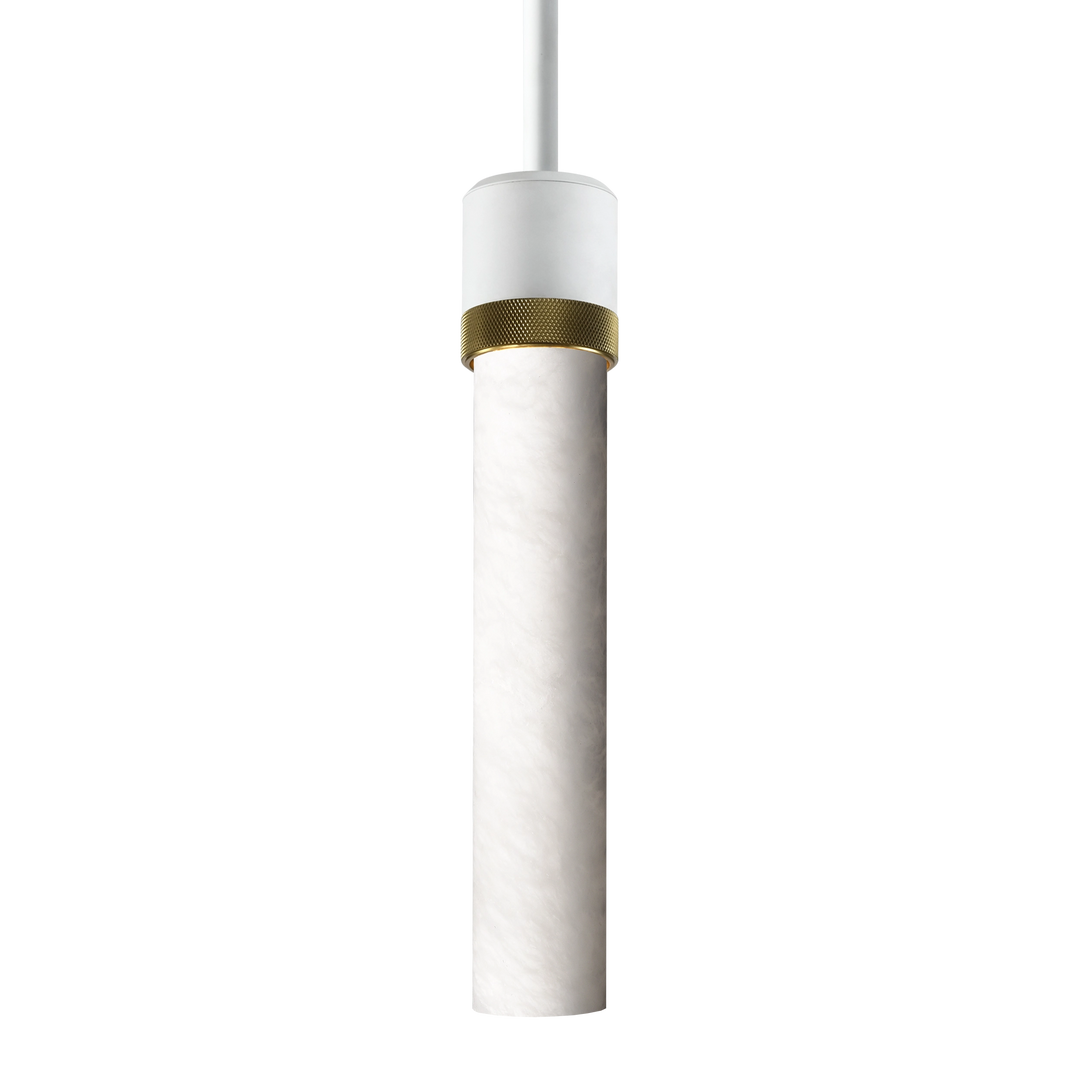 Zigrina Diamond Knurled Glass Pendant in Matte White by Zeev