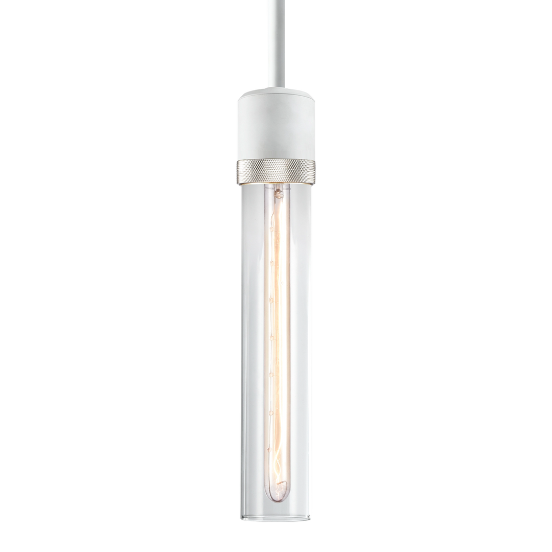 Zigrina Diamond Knurled Glass Pendant in Matte White by Zeev