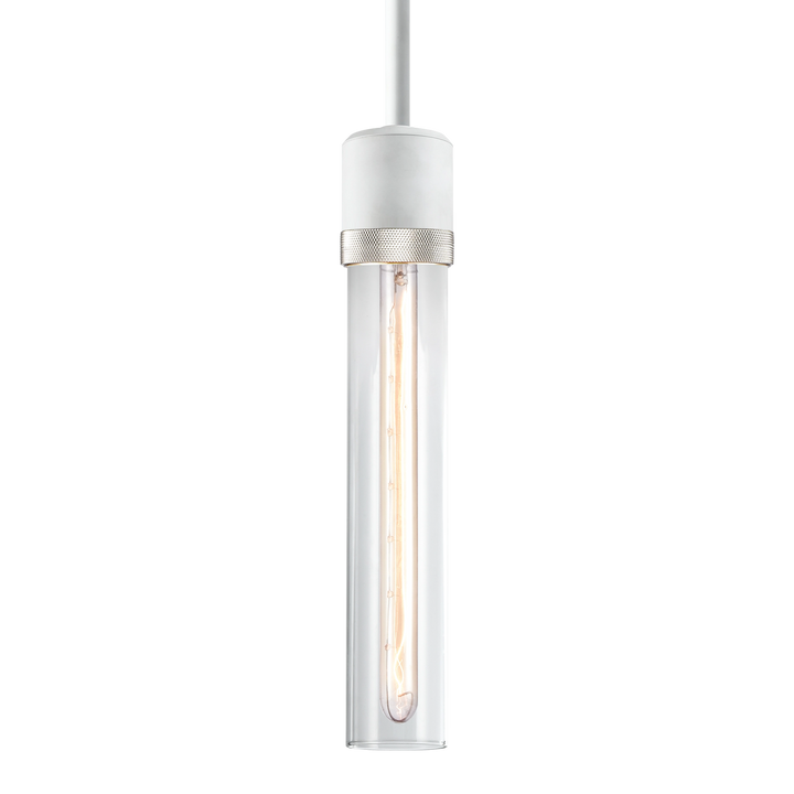Zigrina Diamond Knurled Glass Pendant in Matte White by Zeev