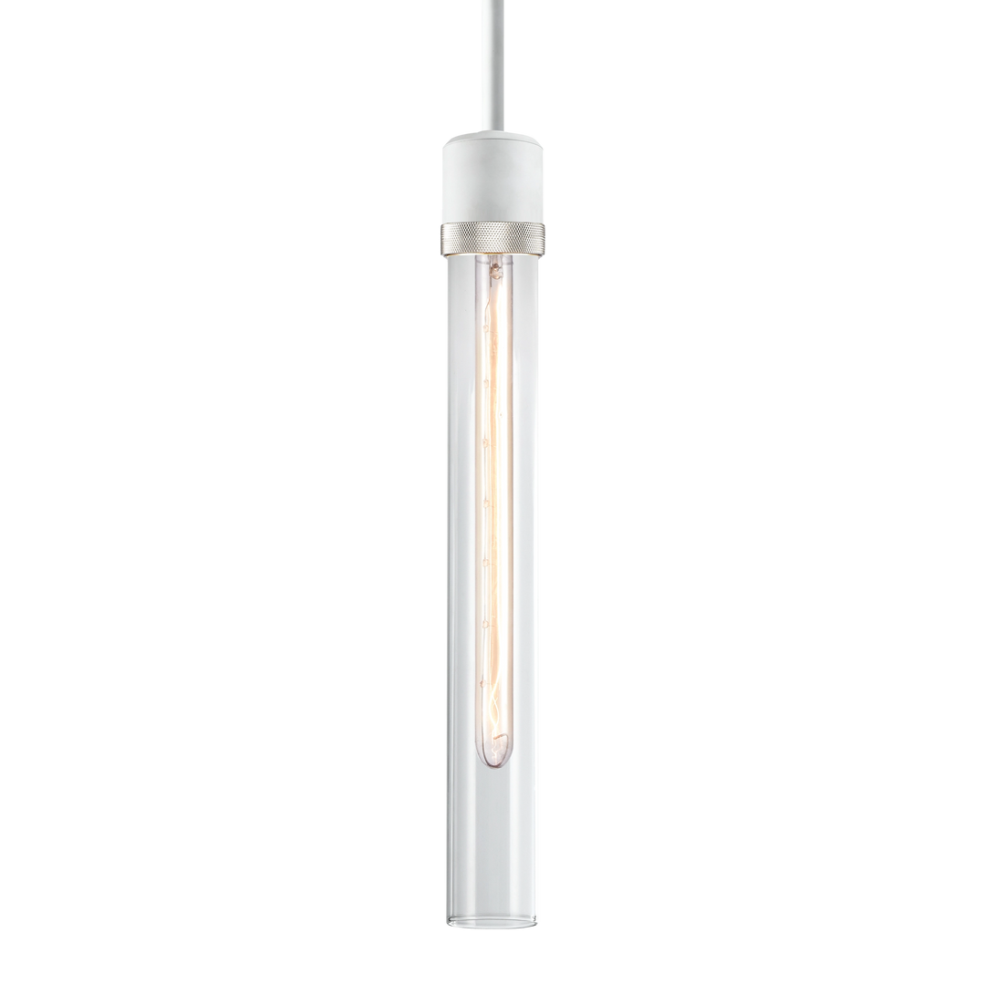Zigrina Diamond Knurled Glass Pendant in Matte White by Zeev
