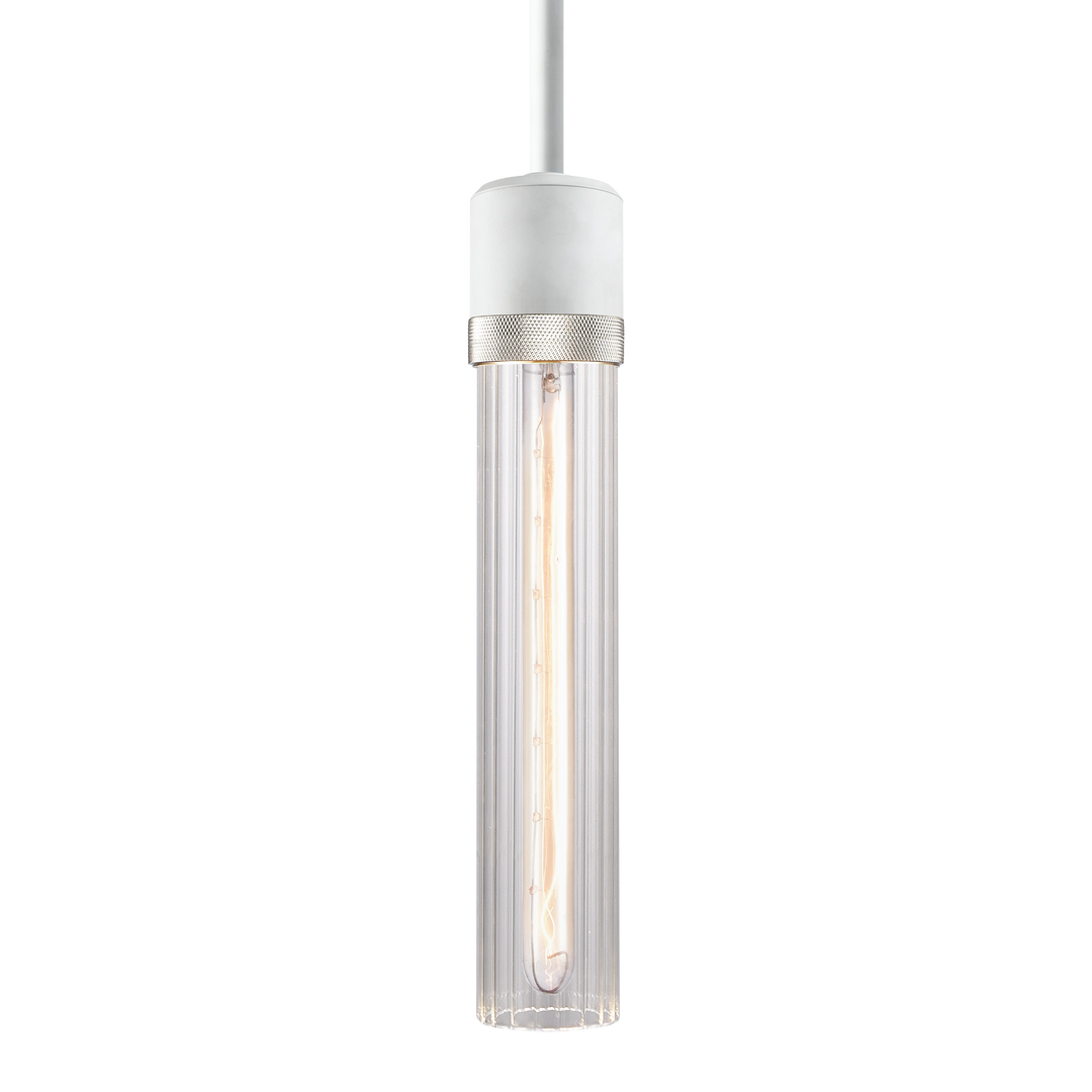 Zigrina Diamond Knurled Glass Pendant in Matte White by Zeev