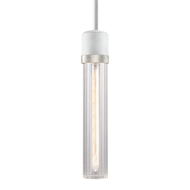 Zigrina Diamond Knurled Glass Pendant in Matte White by Zeev