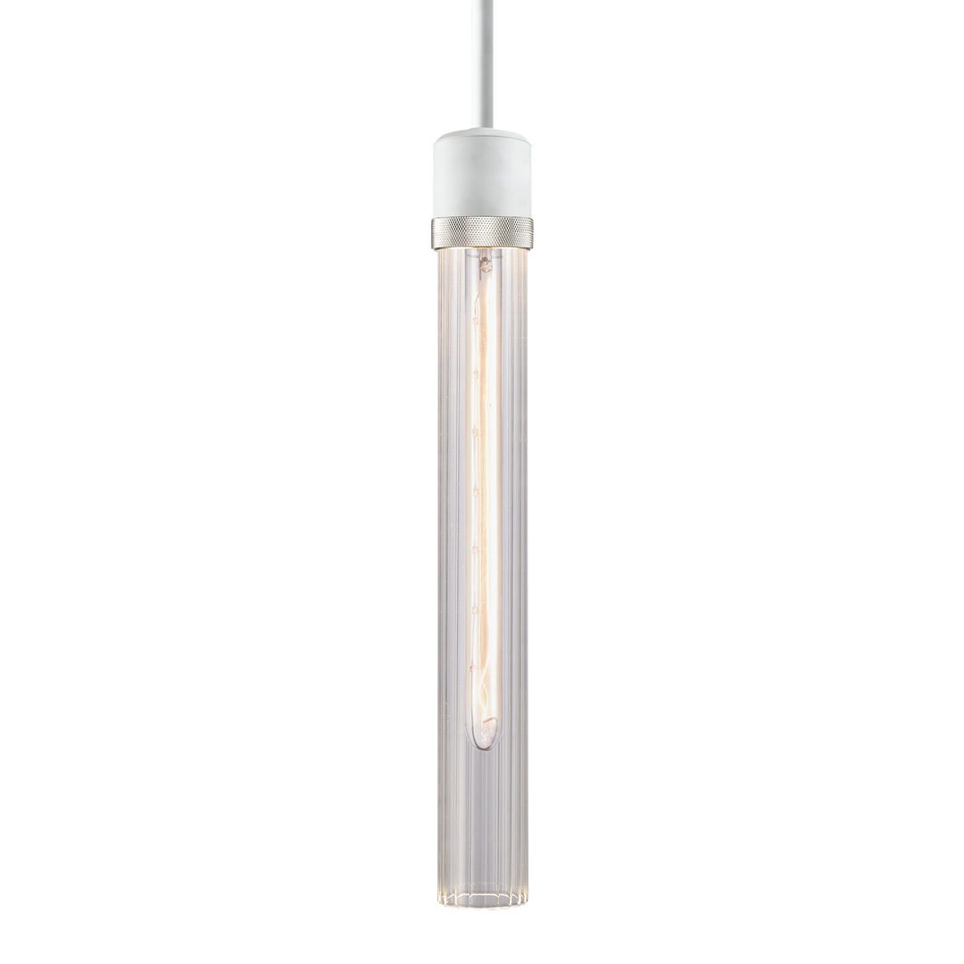 Zigrina Diamond Knurled Glass Pendant in Matte White by Zeev