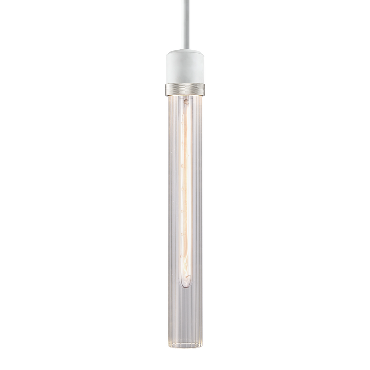 Zigrina Diamond Knurled Glass Pendant in Matte White by Zeev