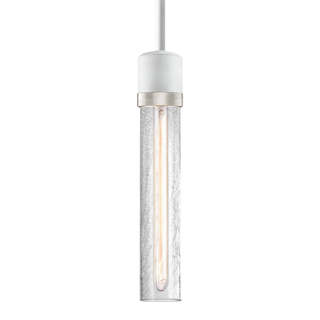 Zigrina Diamond Knurled Glass Pendant in Matte White by Zeev