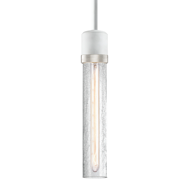Zigrina Diamond Knurled Glass Pendant in Matte White by Zeev