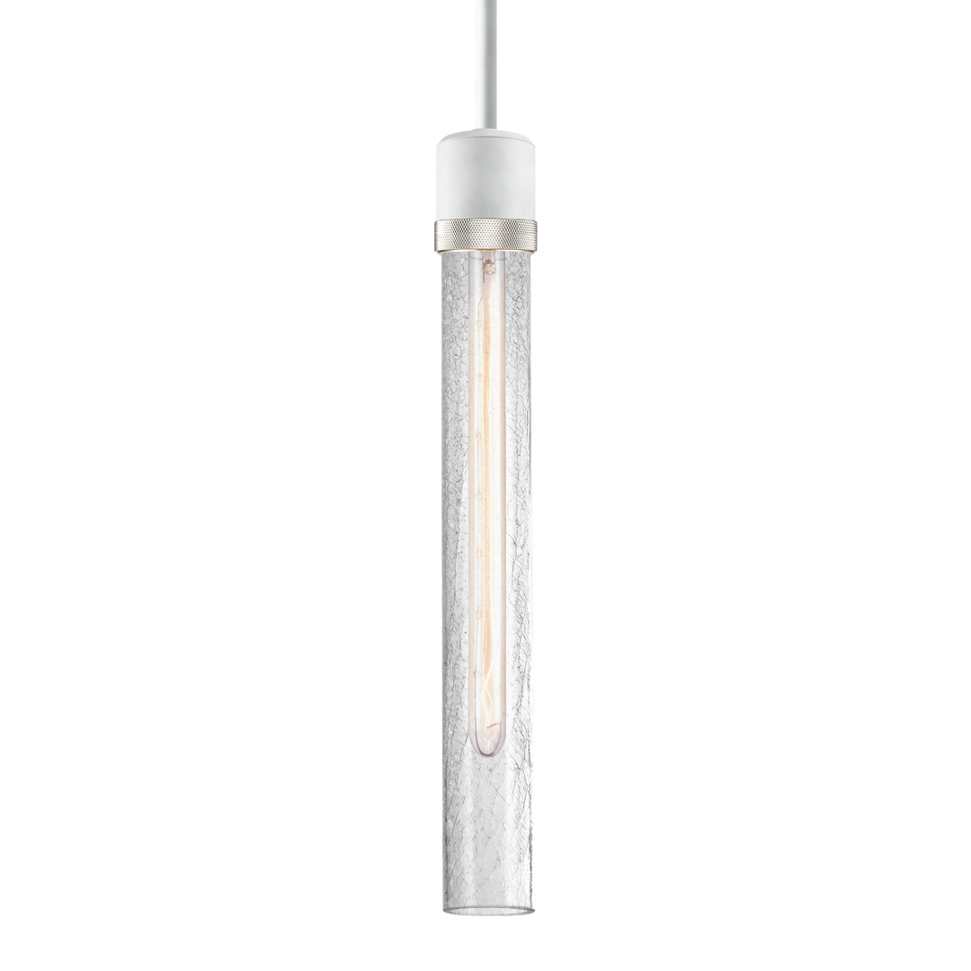 Zigrina Diamond Knurled Glass Pendant in Matte White by Zeev