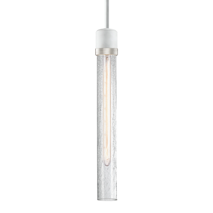 Zigrina Diamond Knurled Glass Pendant in Matte White by Zeev