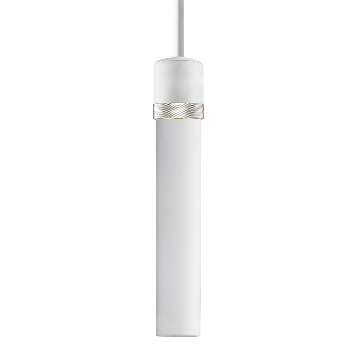Zigrina Diamond Knurled Glass Pendant in Matte White by Zeev