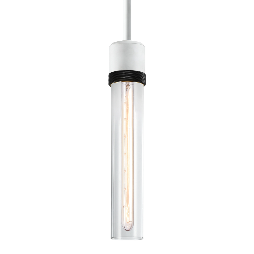 Zigrina Diamond Knurled Glass Pendant in Matte White by Zeev
