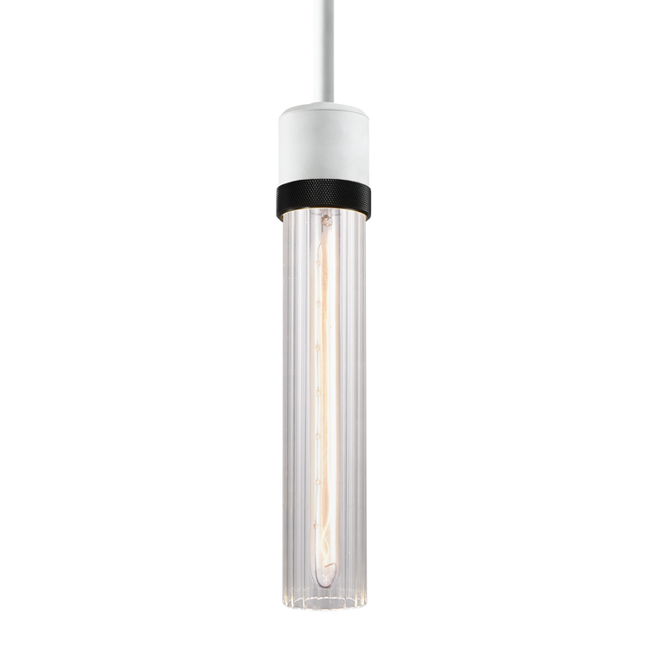 Zigrina Diamond Knurled Glass Pendant in Matte White by Zeev