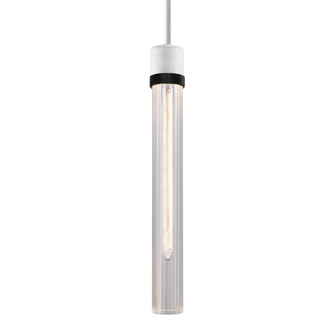 Zigrina Diamond Knurled Glass Pendant in Matte White by Zeev