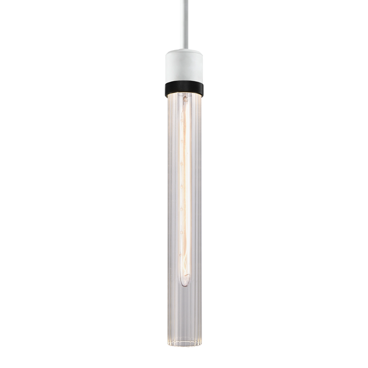 Zigrina Diamond Knurled Glass Pendant in Matte White by Zeev