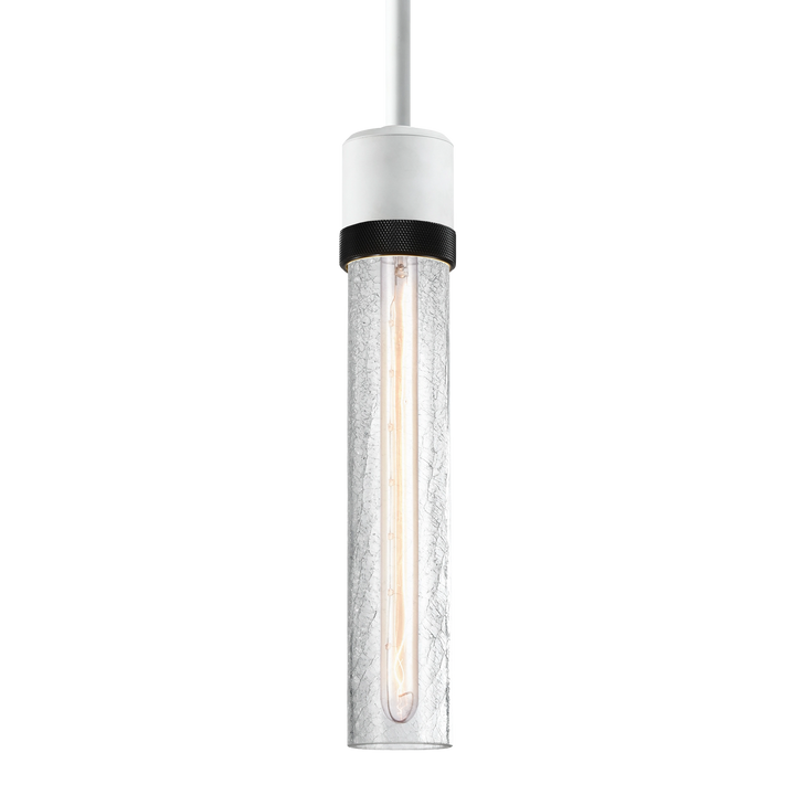 Zigrina Diamond Knurled Glass Pendant in Matte White by Zeev