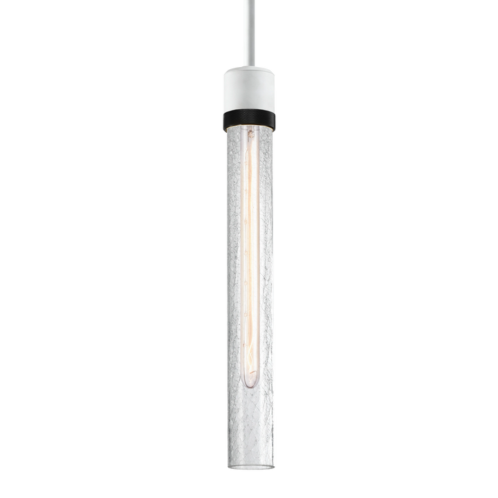 Zigrina Diamond Knurled Glass Pendant in Matte White by Zeev
