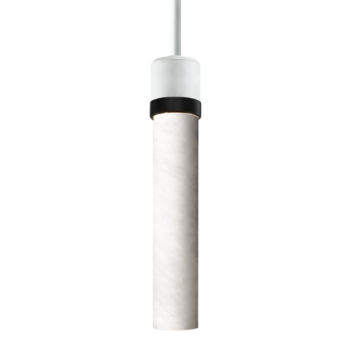 Zigrina Diamond Knurled Glass Pendant in Matte White by Zeev
