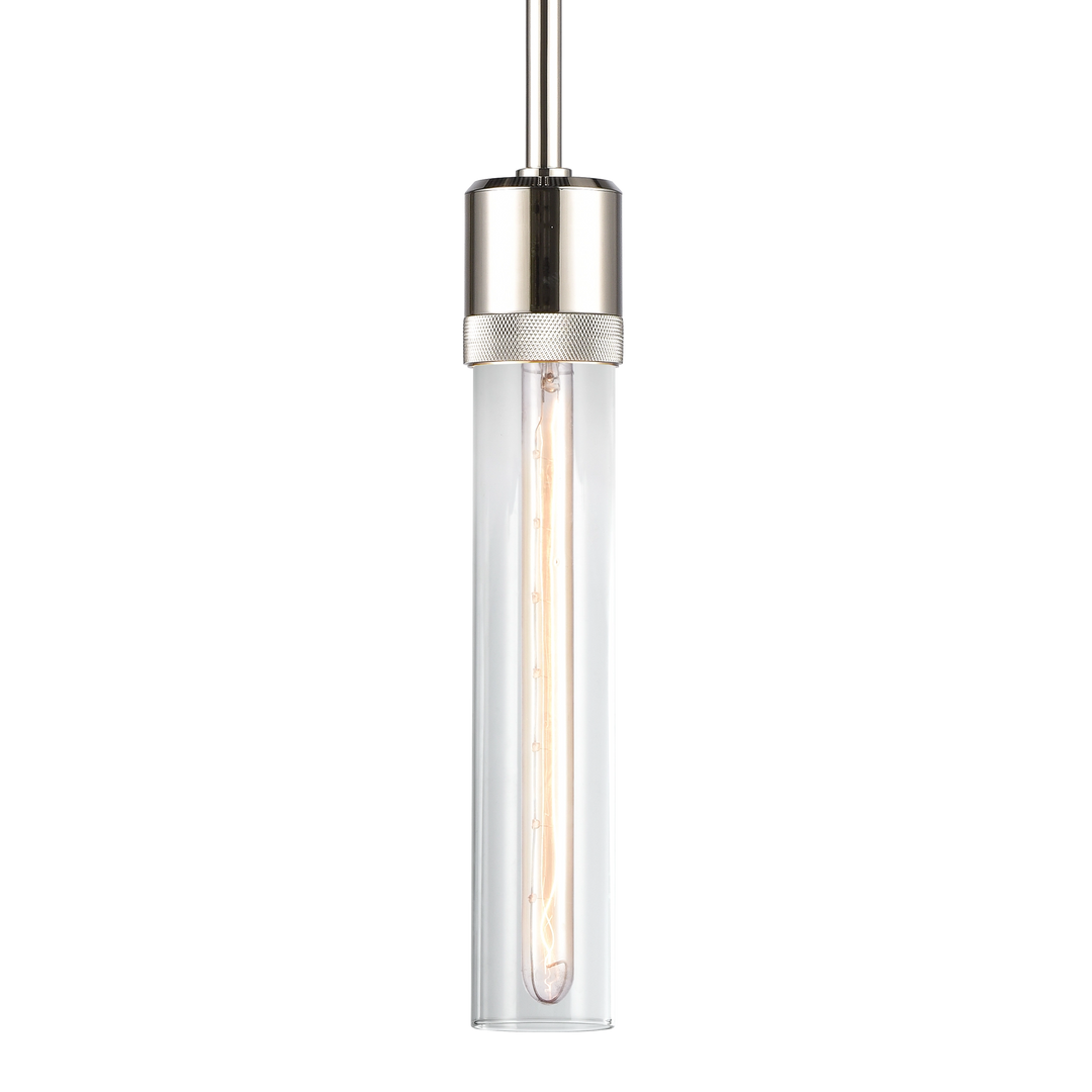 Zigrina Diamond Knurled Glass Pendant in Polished Nickel by Zeev