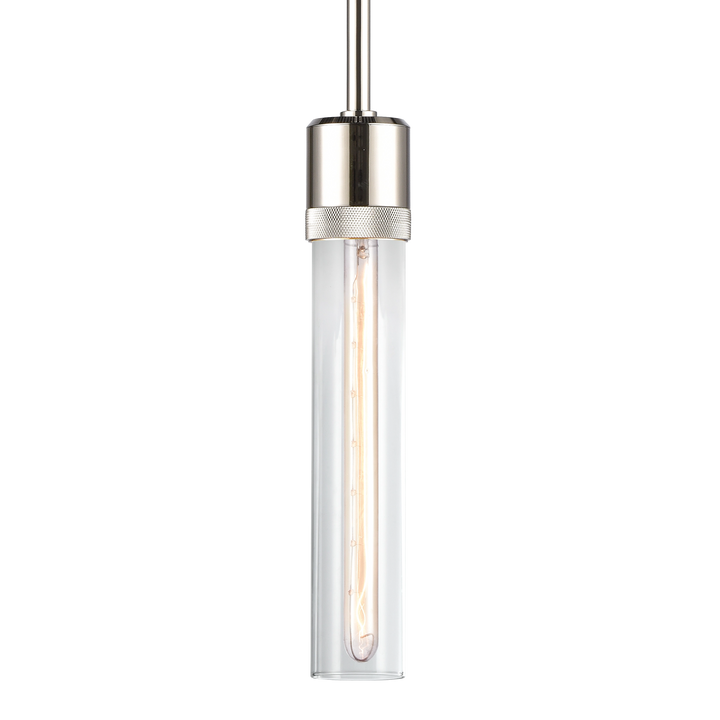 Zigrina Diamond Knurled Glass Pendant in Polished Nickel by Zeev