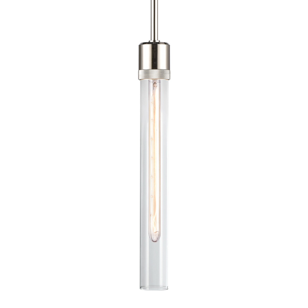 Zigrina Diamond Knurled Glass Pendant in Polished Nickel by Zeev