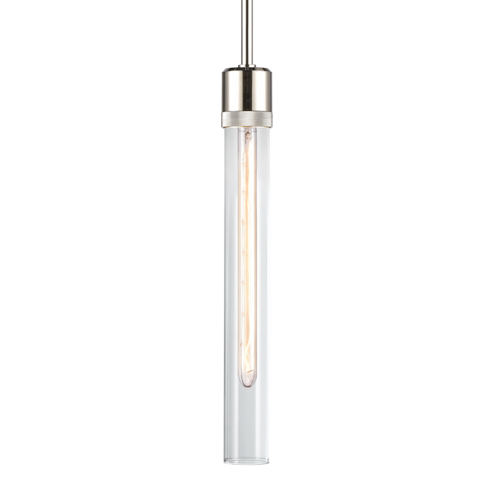 Zigrina Diamond Knurled Glass Pendant in Polished Nickel by Zeev