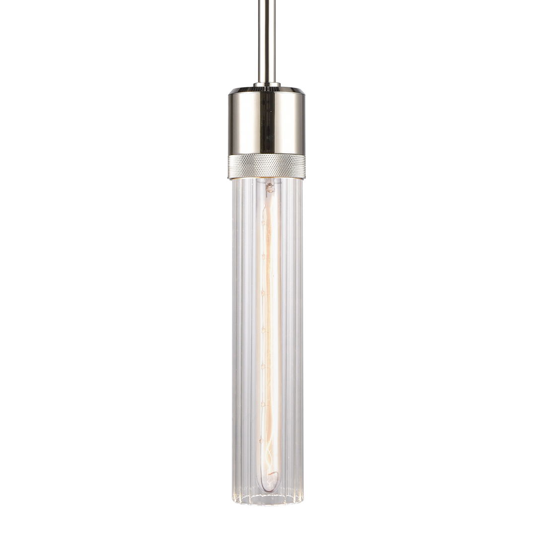 Zigrina Diamond Knurled Glass Pendant in Polished Nickel by Zeev