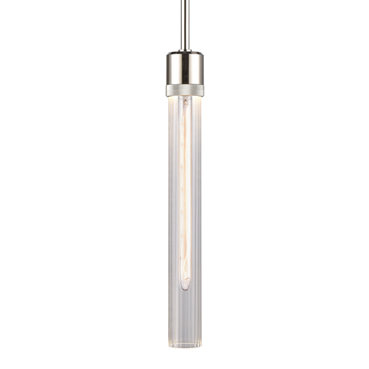 Zigrina Diamond Knurled Glass Pendant in Polished Nickel by Zeev