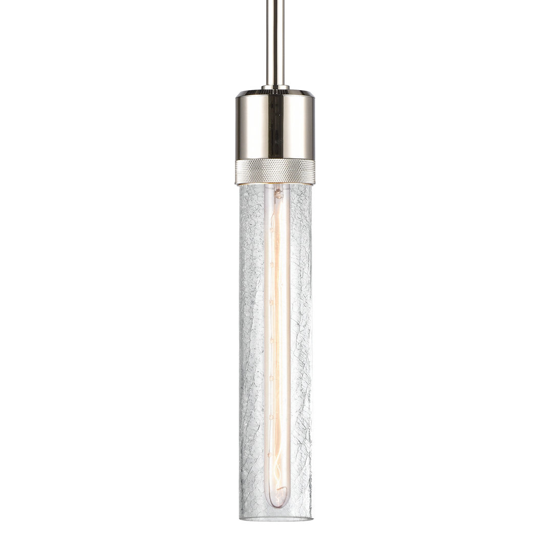 Zigrina Diamond Knurled Glass Pendant in Polished Nickel by Zeev